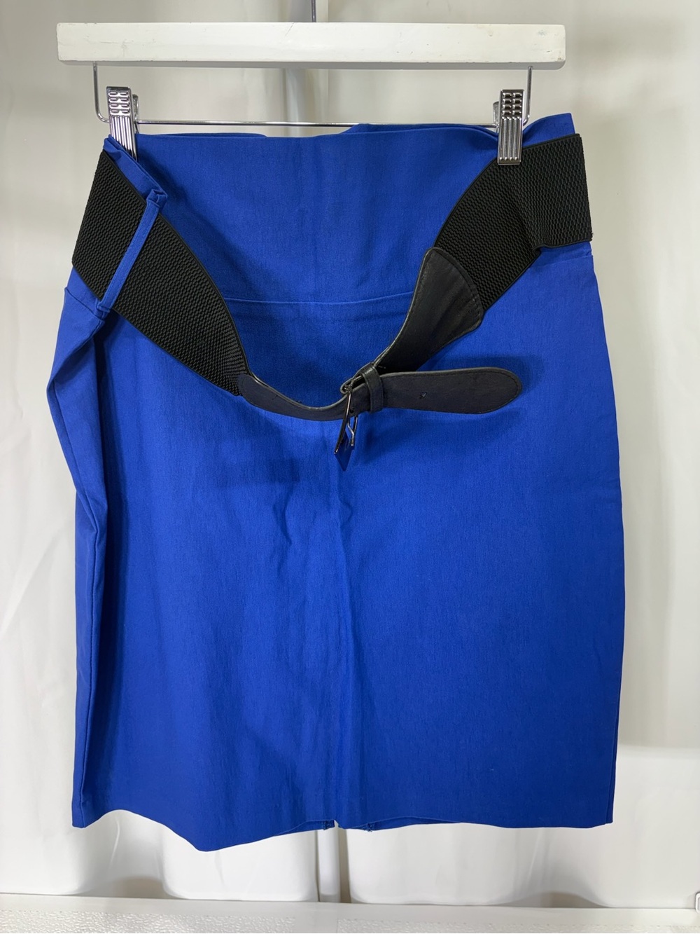 Vanity Royal Blue Mini Skirt with Black Elastic Belt 3526